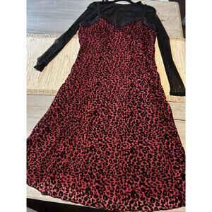 NWT Social Collision Red Black Velvet Leopard Fishnet Slip Dress Sz 1X Goth